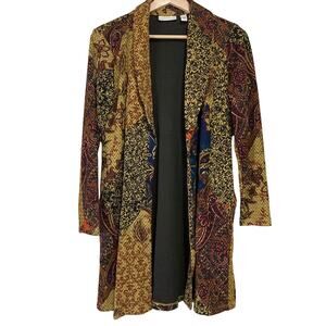 A554262 SUSAN GRAVER Printed Novelty Knit Jacket w/ Shawl Collar Spice/Rust PXS